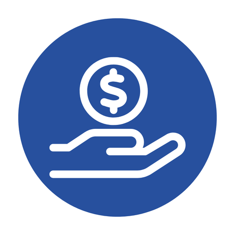 Hand holding coin icon