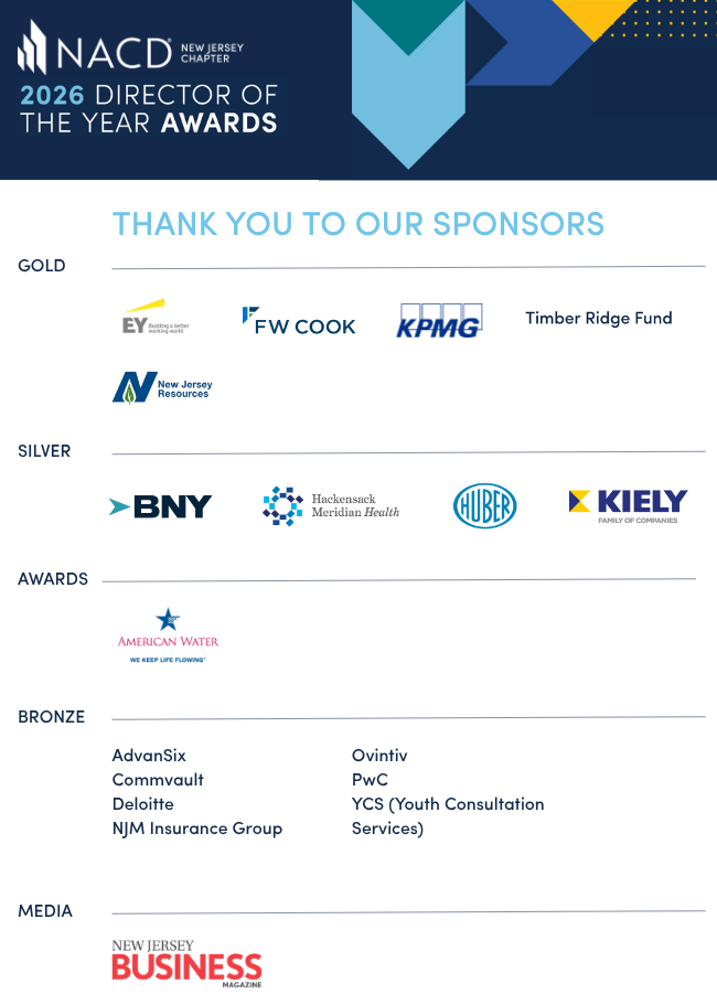 Image with logos and names of the sponsors of the 2026 New Jersey Director of the Year Awards